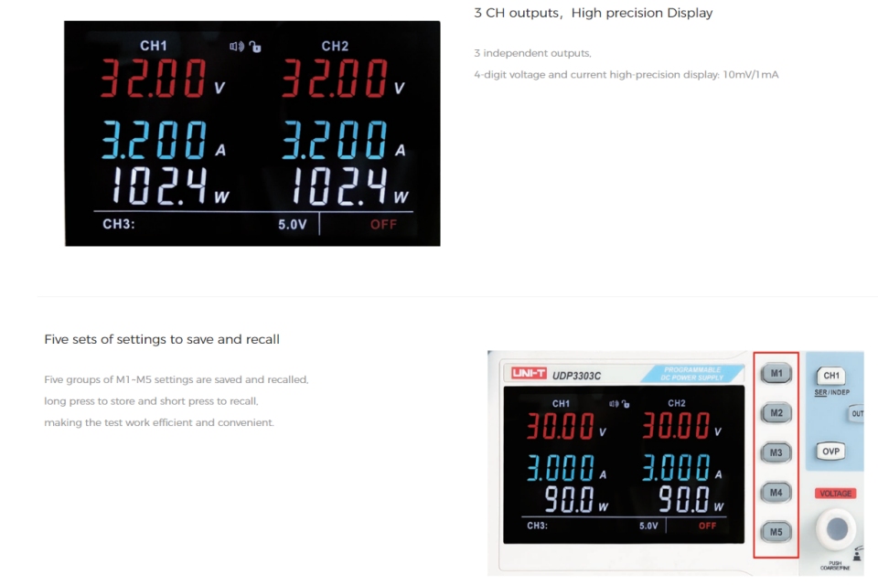Uni-t UDP3303C 195W DC Programlanabilir Güç Kaynağı