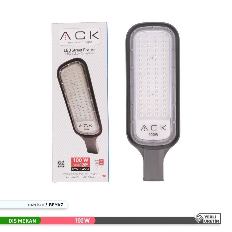 ACK AT41-19130 100W 6500K Beyaz Işık Led Sokak Armatürü