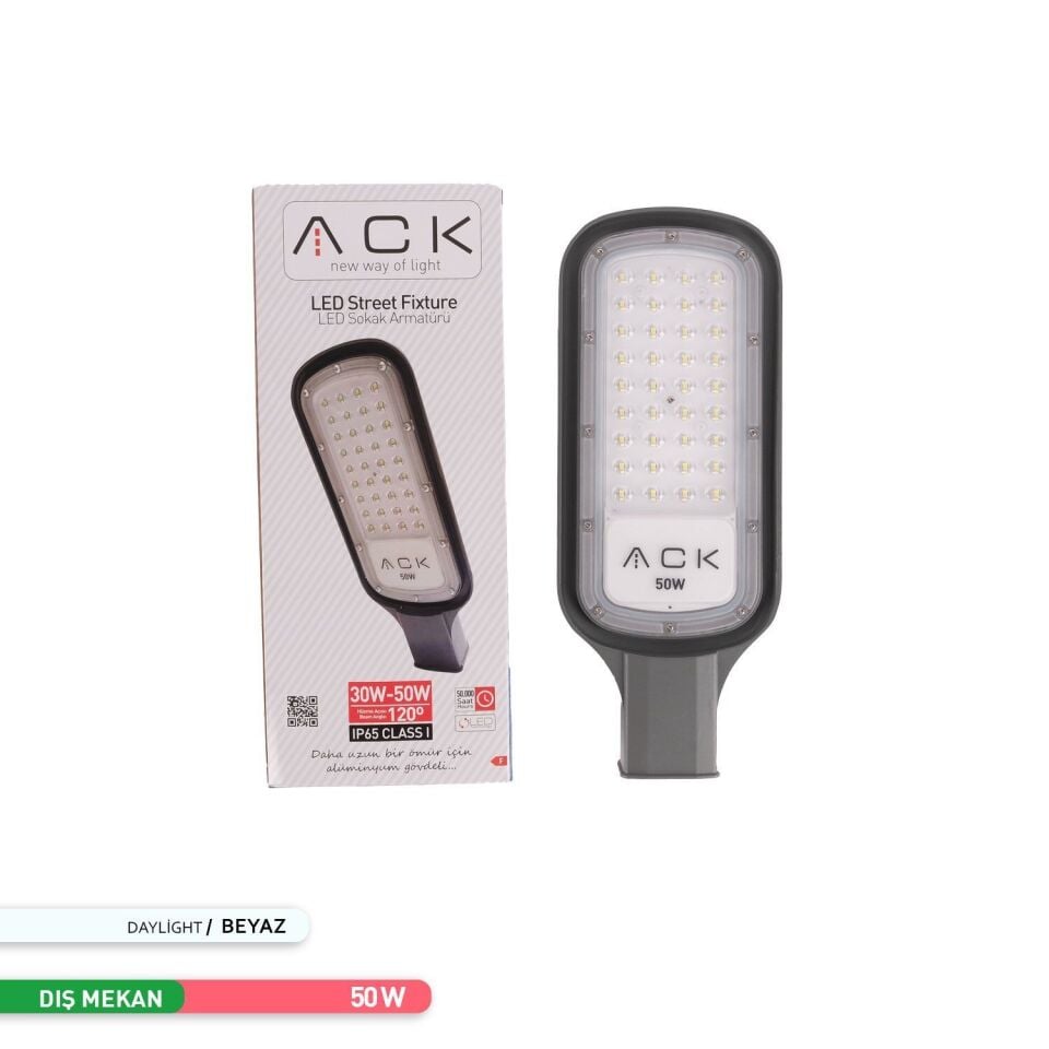ACK AT41-15030 50W 6500K Beyaz Işık Led Sokak Armatürü