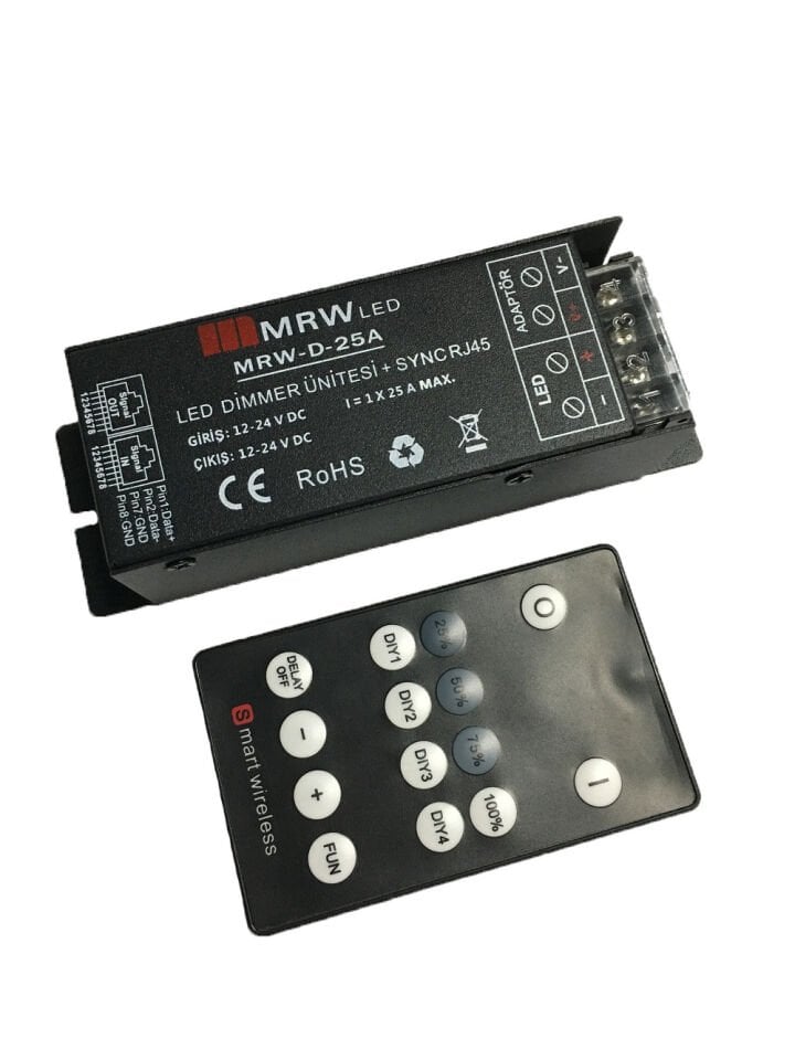 Mervesan MRW-D-25A 300 W/600 W 25 AMPER RF LED DIMMER MRW LED Markalı ŞERİT LED DİMMER