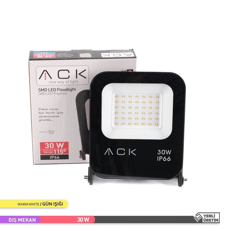 ACK AT62-03002 30W 3000K Gün Işığı Led Projektör