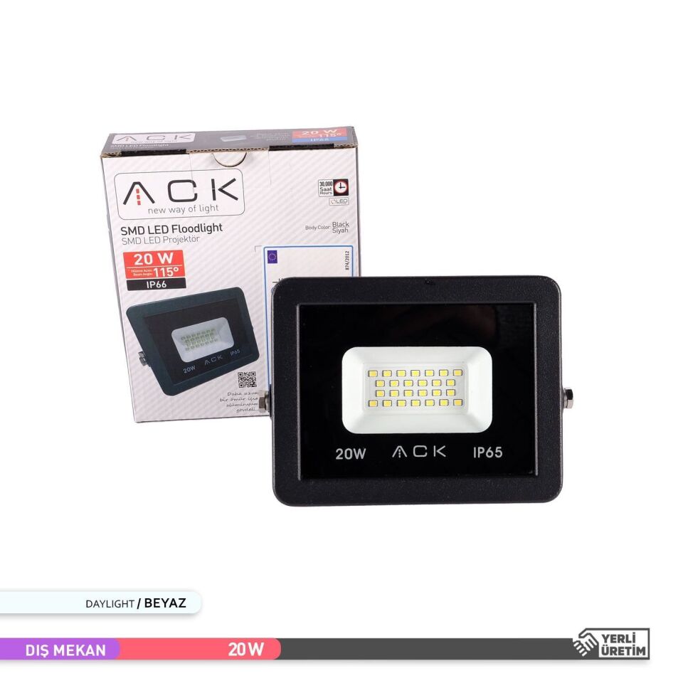 ACK AT62-02032 20W 6500K Beyaz Işık Led Projektör