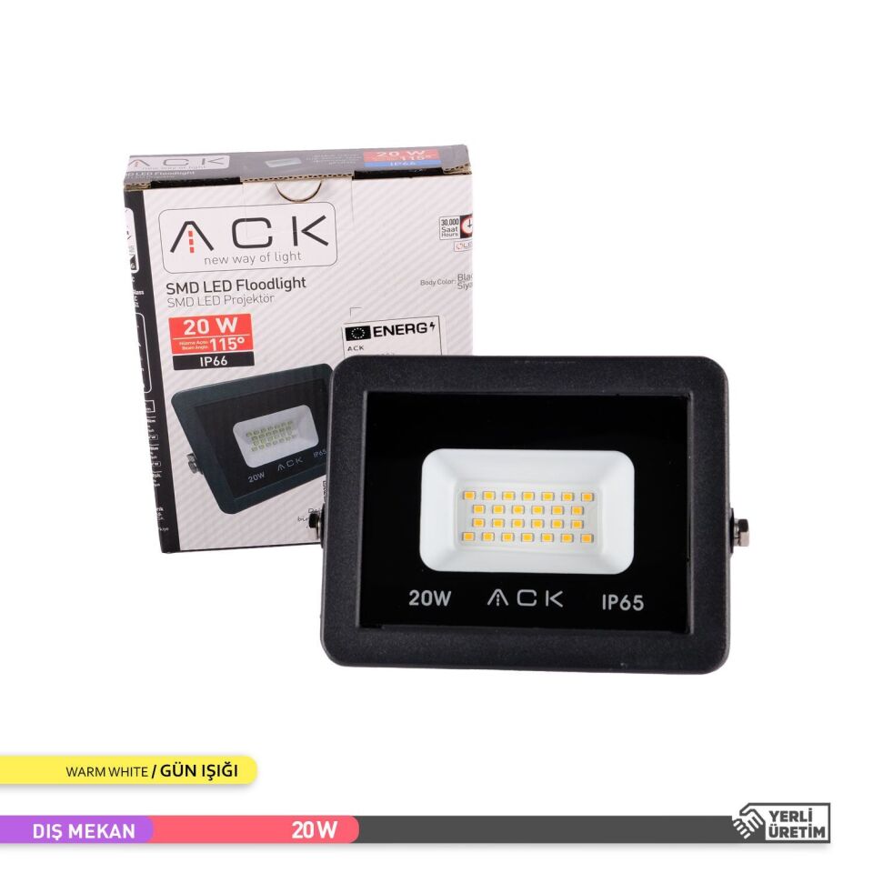 ACK AT62-02002 20W 3000K Gün Işığı Led Projektör