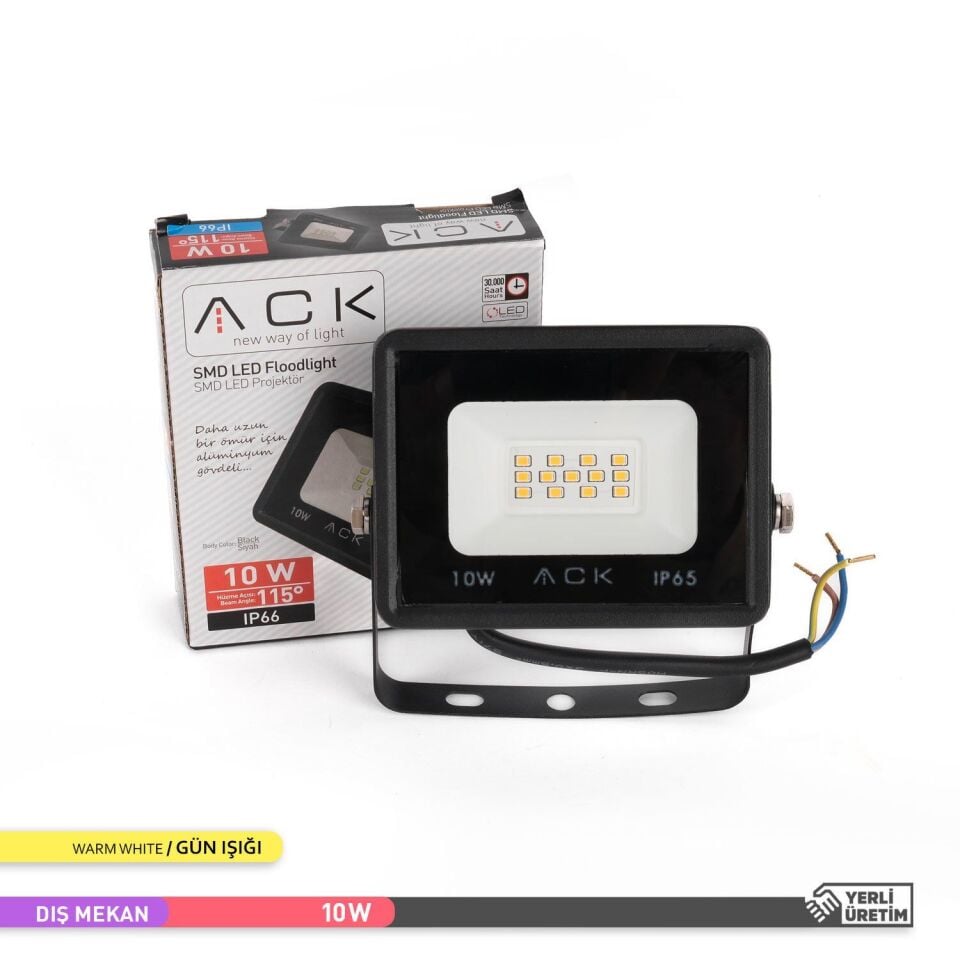 ACK AT62-01002 10W 3000K Gün Işığı Led Projektör