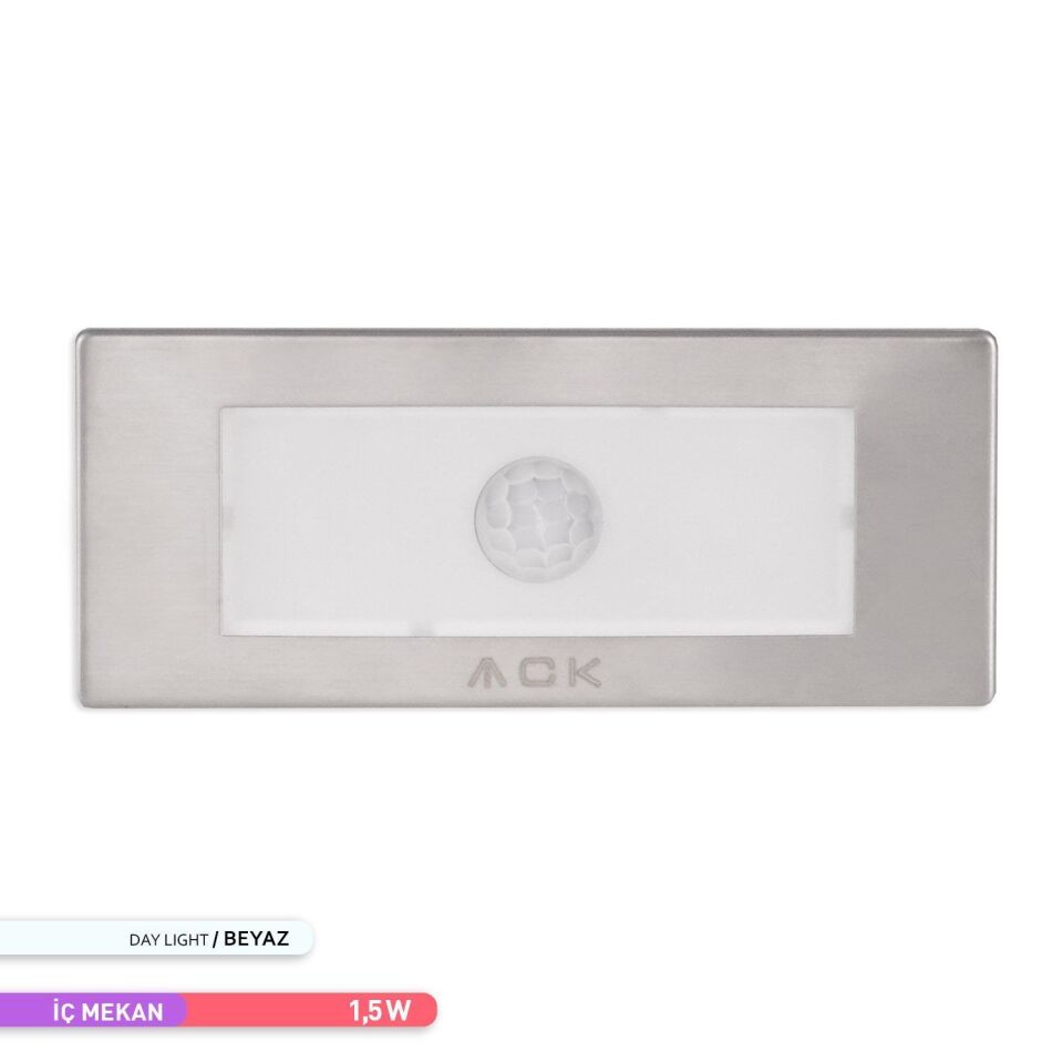 ACK AH07-01034 Sensörlü LED 1,5W 6500K 12 cmx5cmx5,37 cm Merdiven-Duvar Armatürü