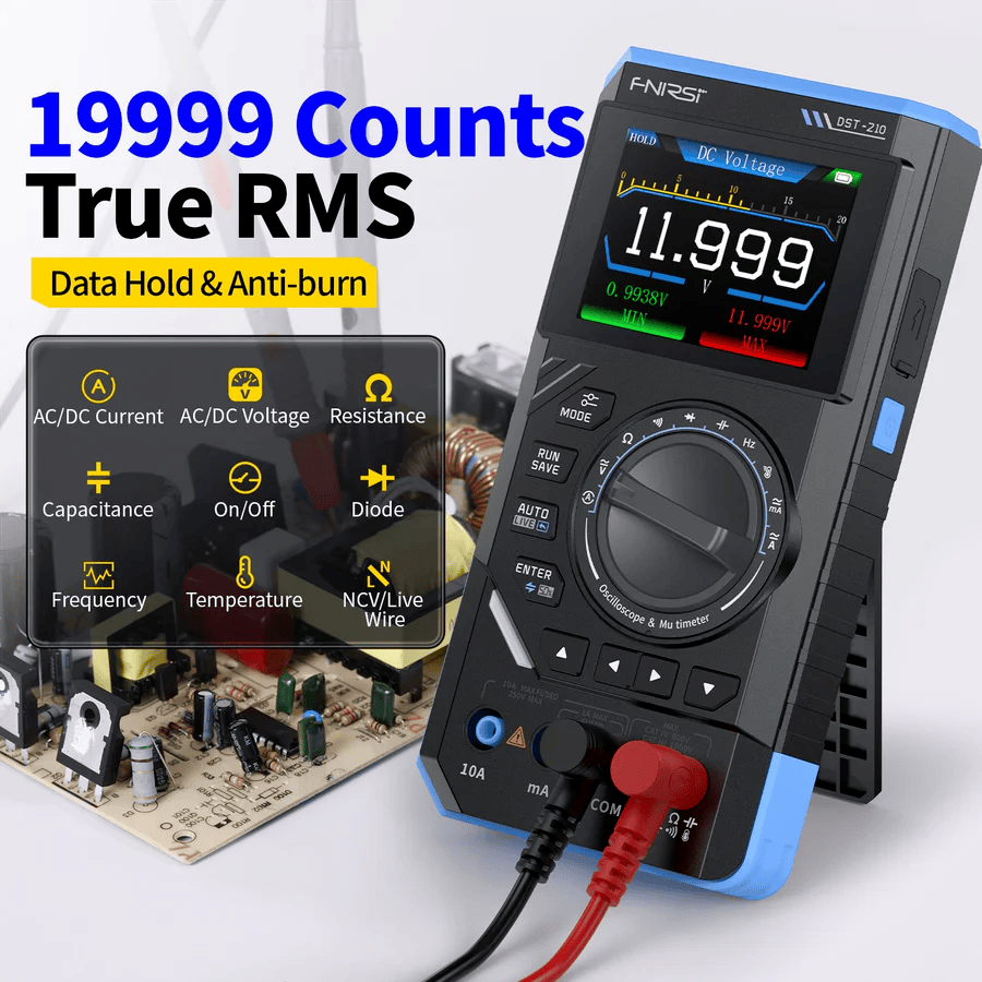 FNIRSI DST-210 3’ü 1 Arada El Tipi Osiloskop + Multimetre + Sinyal Jeneratörü