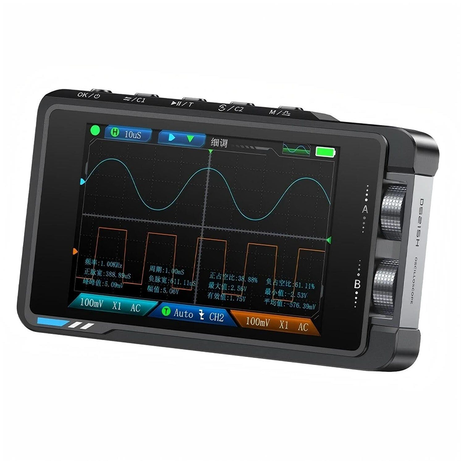 FNIRSI DS215H 2’si 1 Arada 50MHz Çift Kanal Dijital Osiloskop ve DDS Sinyal Jeneratörü
