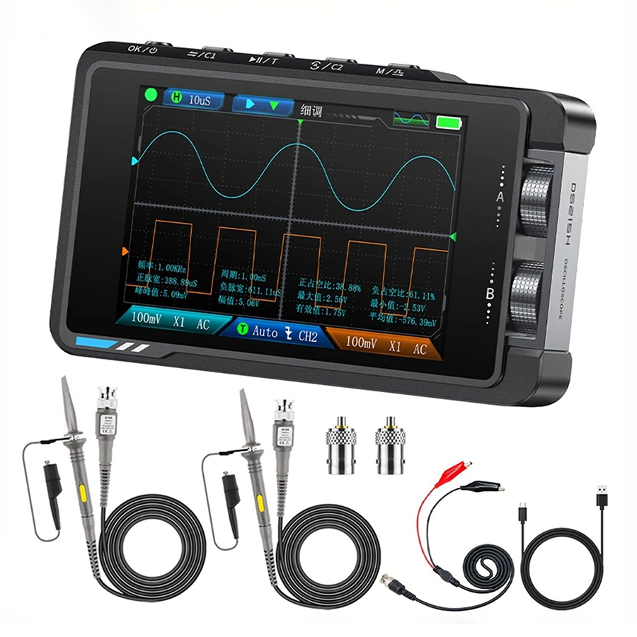 FNIRSI DS215H 2’si 1 Arada 50MHz Çift Kanal Dijital Osiloskop ve DDS Sinyal Jeneratörü