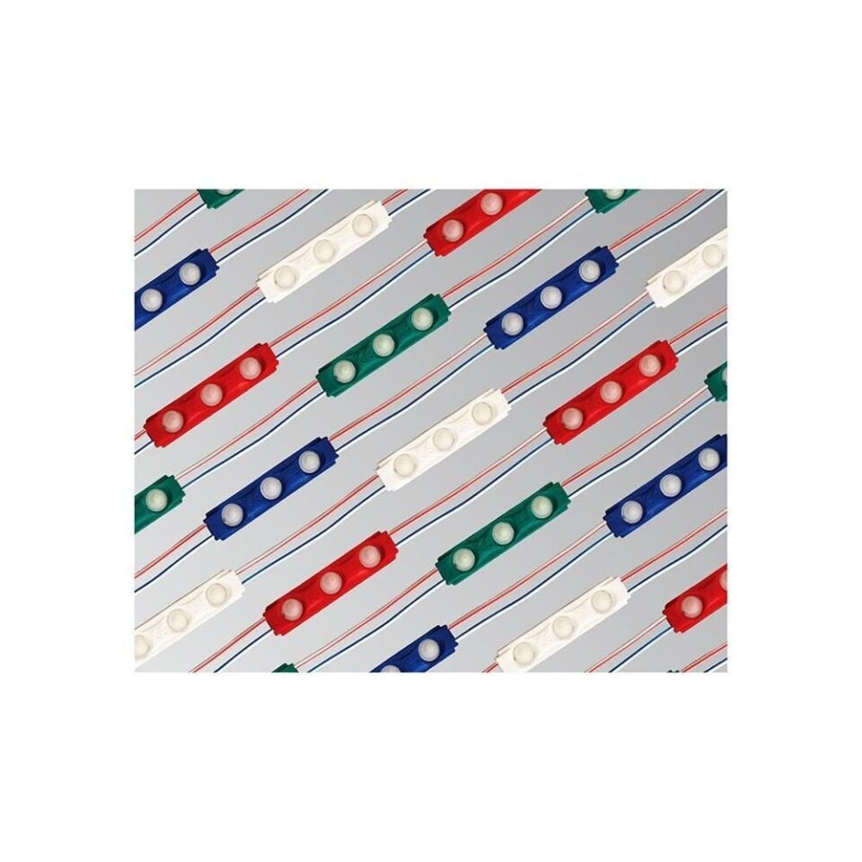 ACK AS04-00205  100 Adet Şeffaf Üçlü LED Modül 12v Yeşil Işık