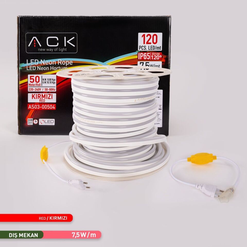 ACK AS03-00504  50 Metre LED Neon 220V Kırmızı