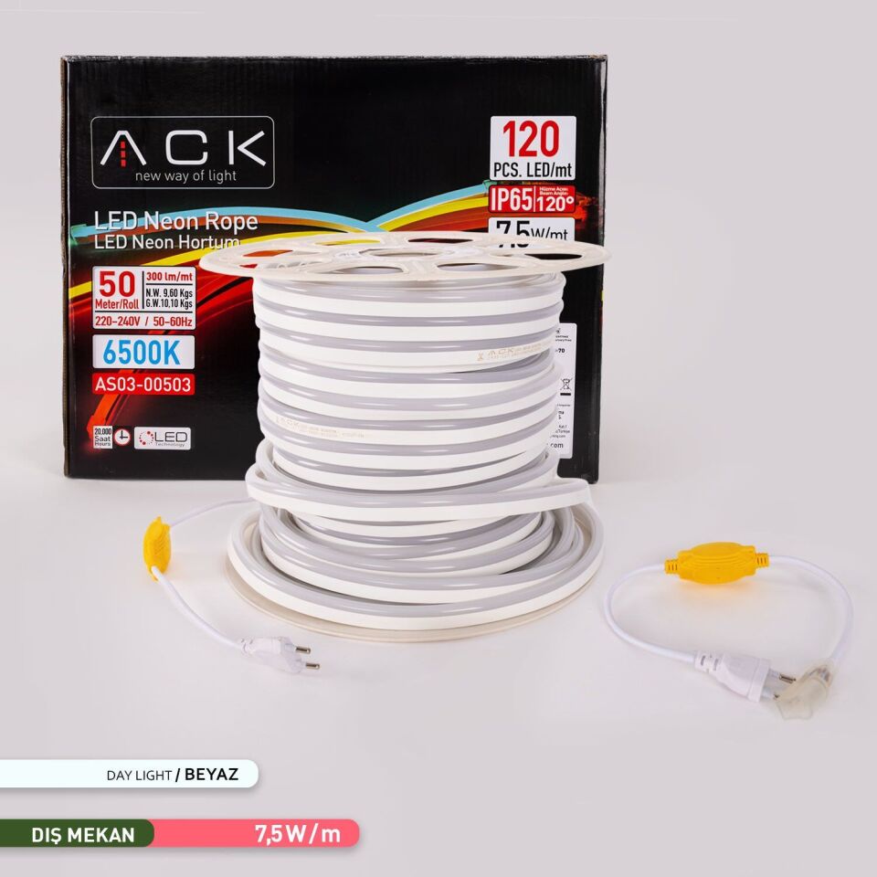 ACK AS03-00503  50 Metre LED Neon 220V 6500K