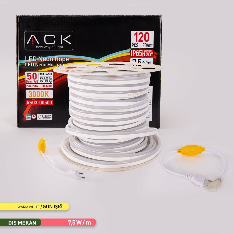 ACK AS03-00500  50 Metre LED Neon 220V 3000K