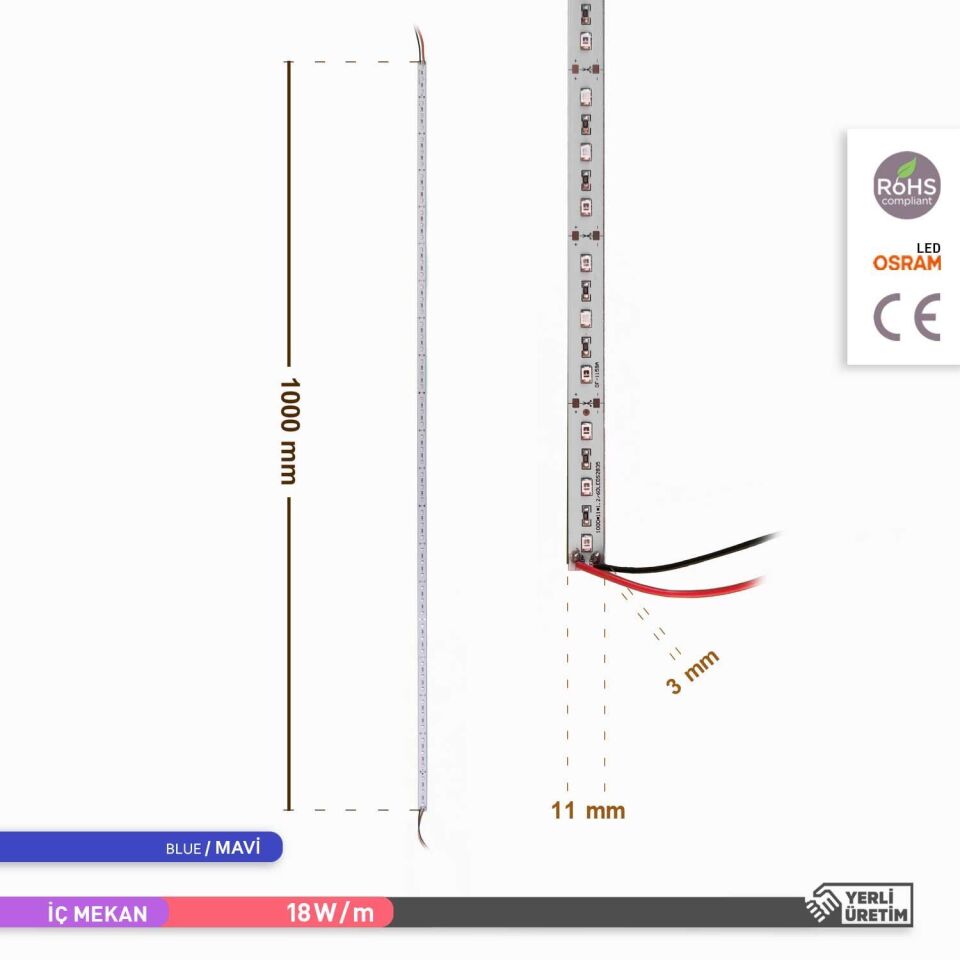 ACK AS05-00106 18W 1M LED Bar Mavi Işık