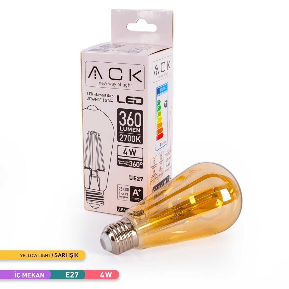 ACK AB46-00420 4W Rustik LED ST64 Ampul 2200K