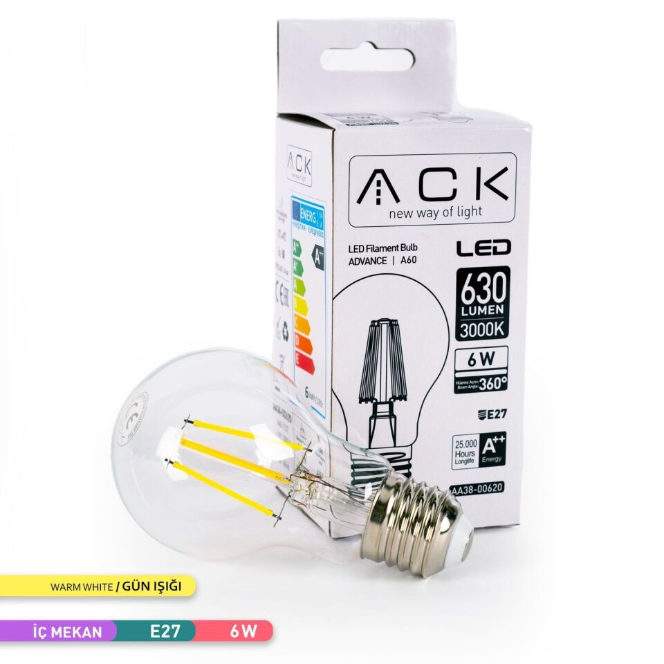 ACK AA38-00620 6W Rustik LED A60 Ampul 3000K