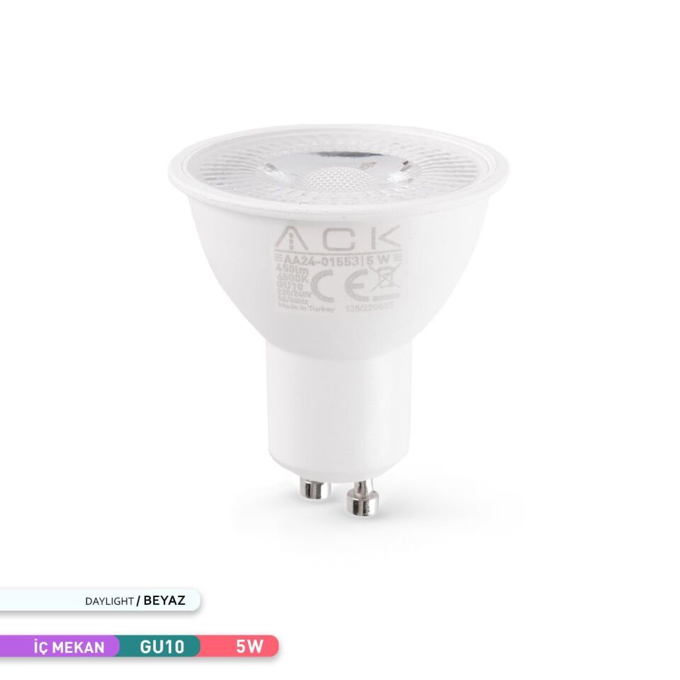 ACK AA24-01553 5W GU10 Lensli LED Ampul 6500K