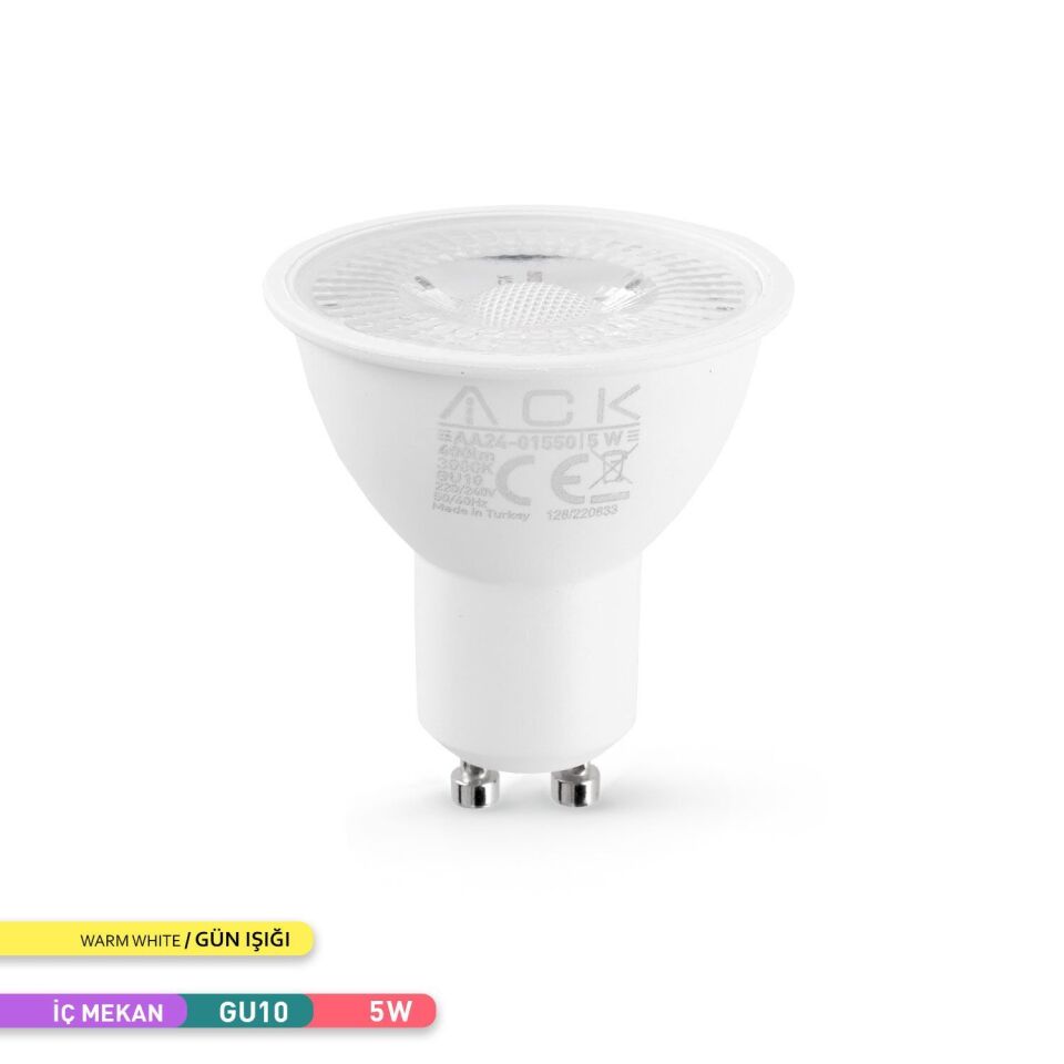ACK AA24-01550 5W GU10 Lensli LED Ampul 3000K