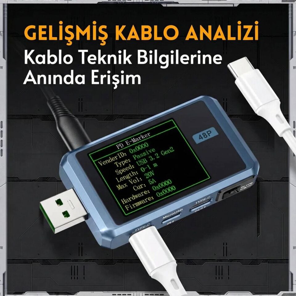 FNIRSI FNB48P USB Güç ve Şarj Analiz Test Cihazı