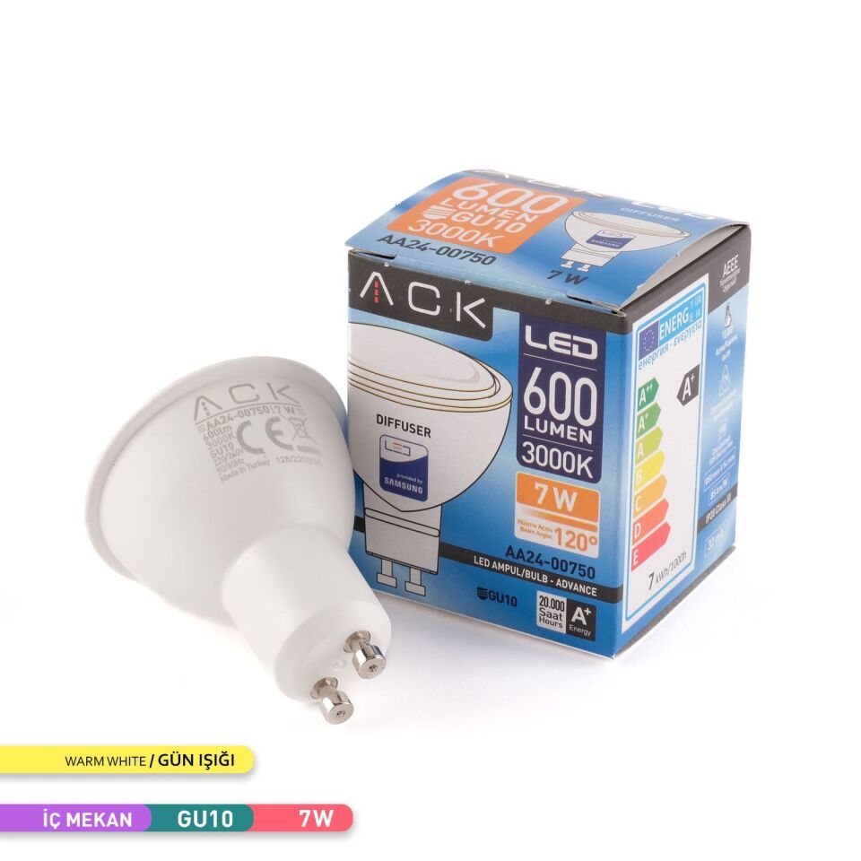 ACK AA24-00750 7W GU10 Difizörlü LED Ampul 3000K