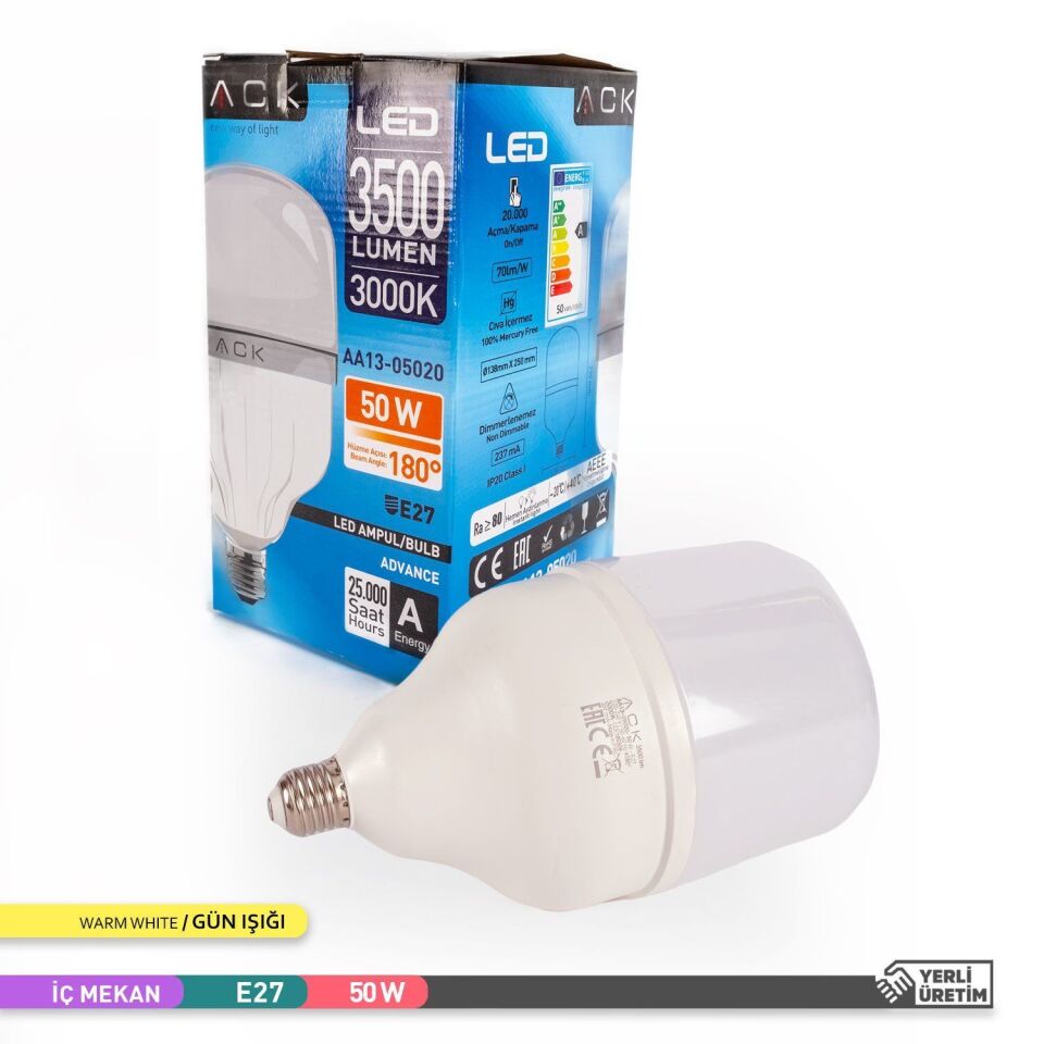 ACK AA13-05020 50W LED T135 E27 Ampul 3000K