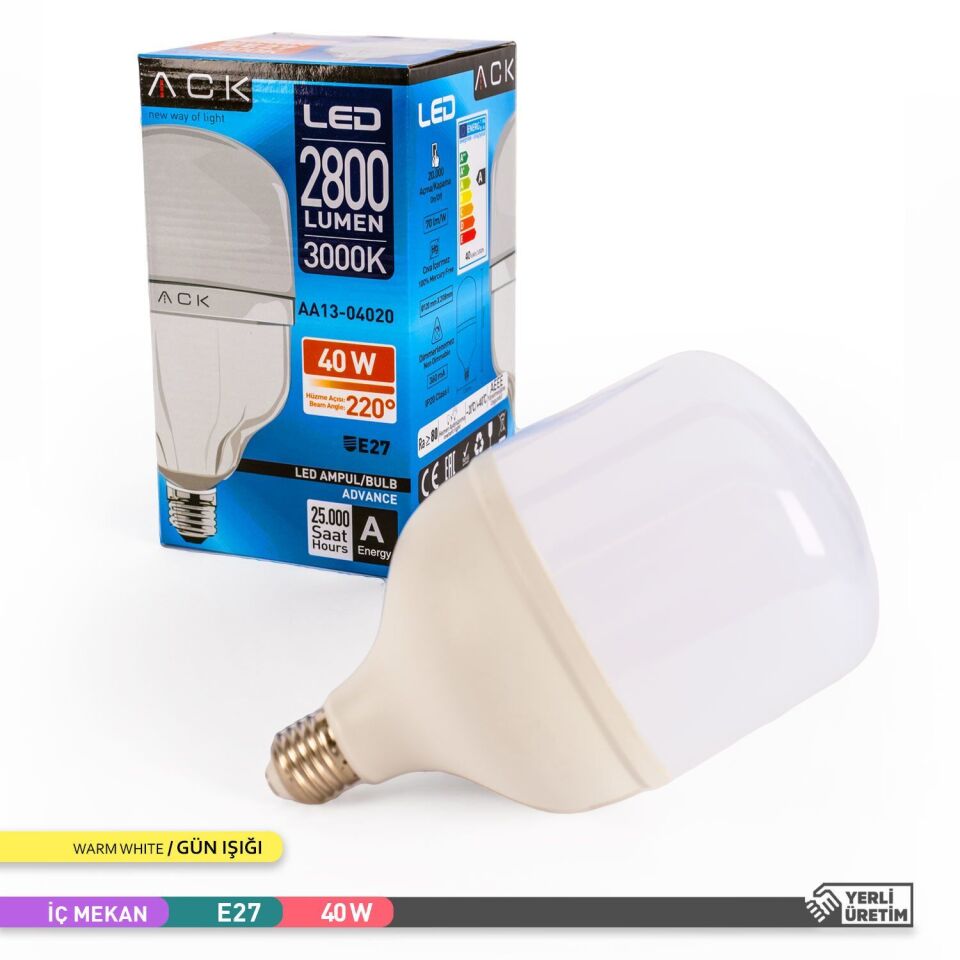 ACK AA13-04020 40W LED T120 E27 Ampul 3000K