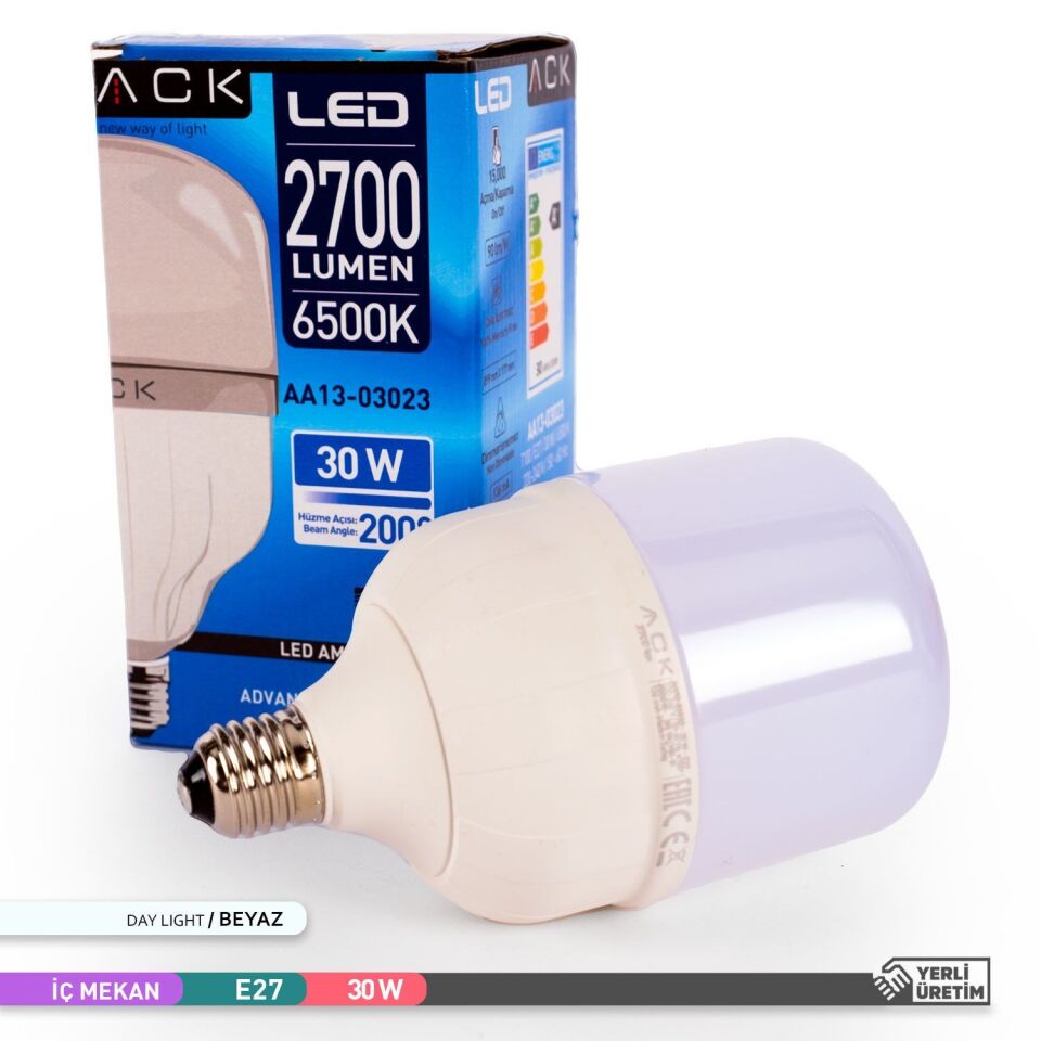 ACK AA13-03023 30W LED T100 E27 Ampul 6500K