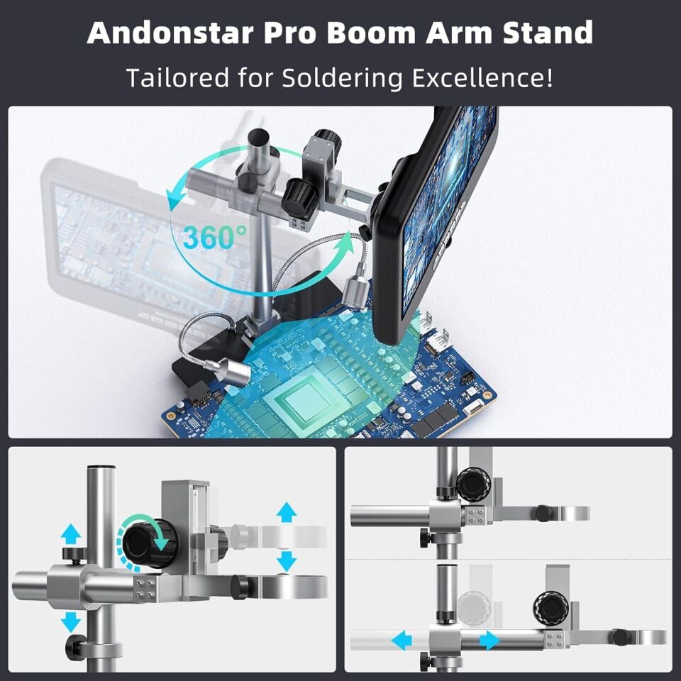 Andonstar AD210S-PRO 4K 60FPS HDMI Dijital Mikroskop 10.1” LCD PCB Lehimleme Mikroskobu