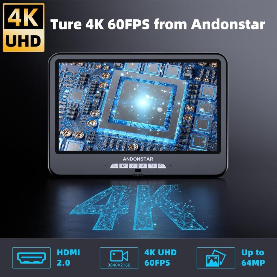 Andonstar AD210S-PRO 4K 60FPS HDMI Dijital Mikroskop 10.1” LCD PCB Lehimleme Mikroskobu