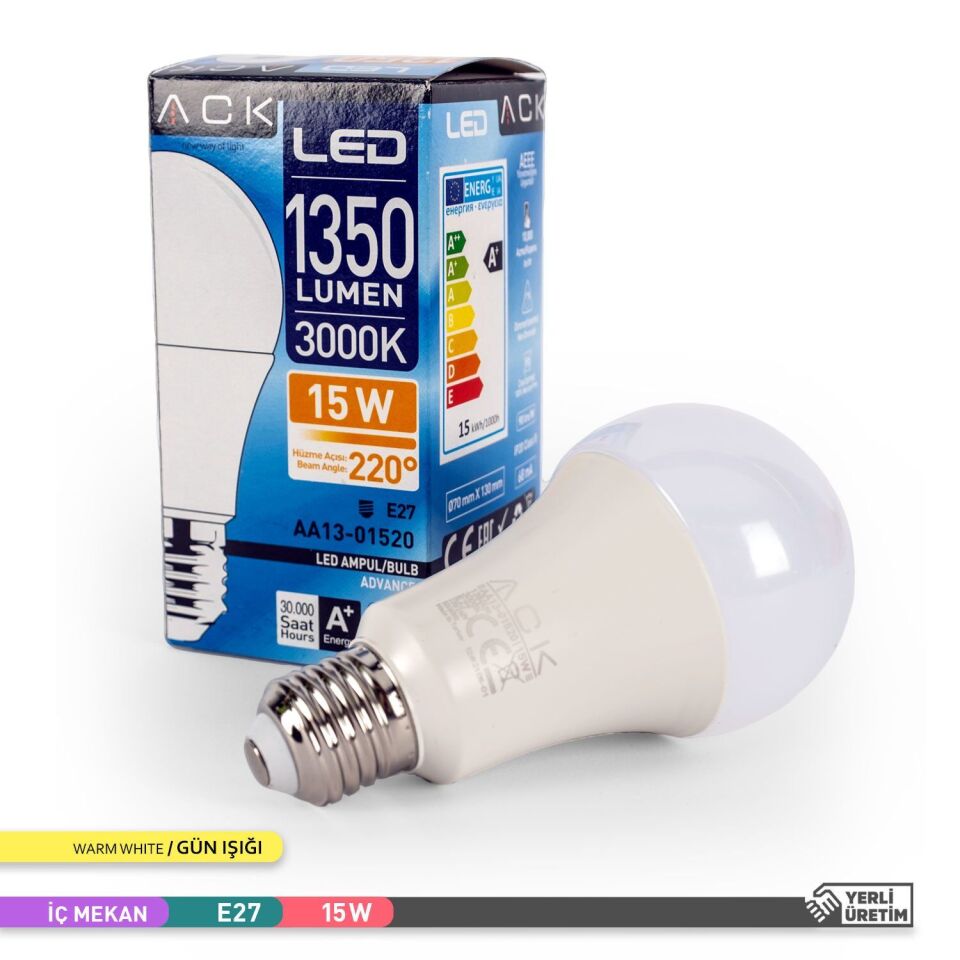 ACK AA13-01520 15W LED A70 E27 Ampul 3000K