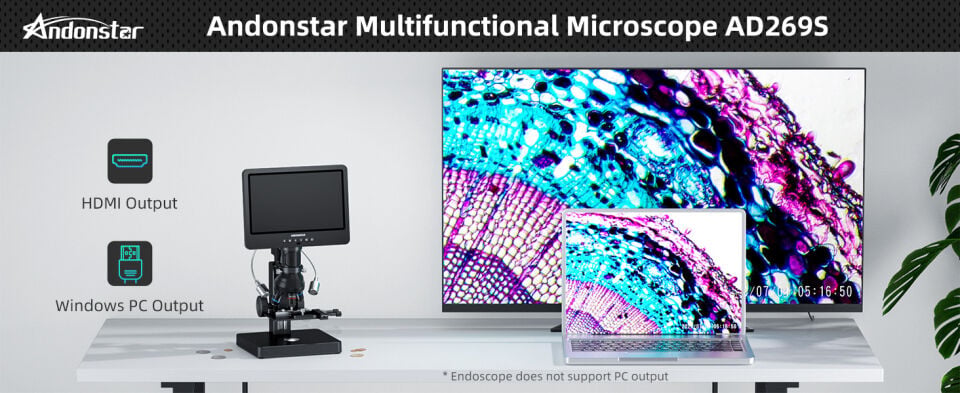 Andonstar 269S 5 Lens + Endoscope HDMI UHD 2160P Dijital Mikroskop