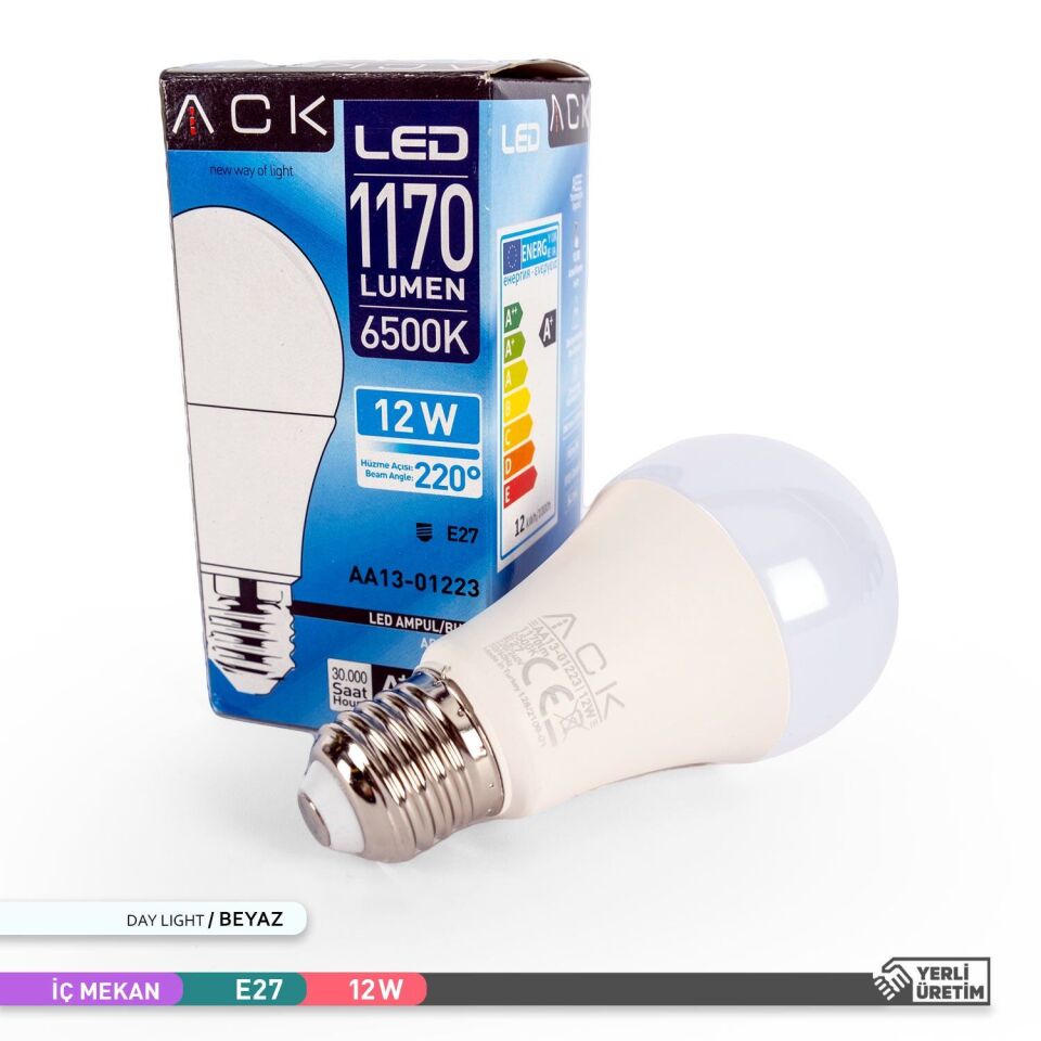 ACK AA13-01223 12W LED A60 E27 Ampul 6500K