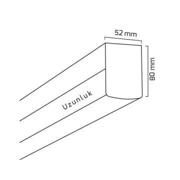 GOYA GY 8036-90 Siyah/Beyaz Kasa 52 Watt 90 cm Sıva Üstü Lineer Armatür