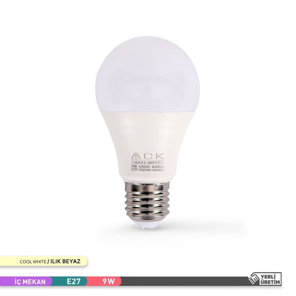 ACK AA13-00921 9W LED A60 E27 Ampul 4000K