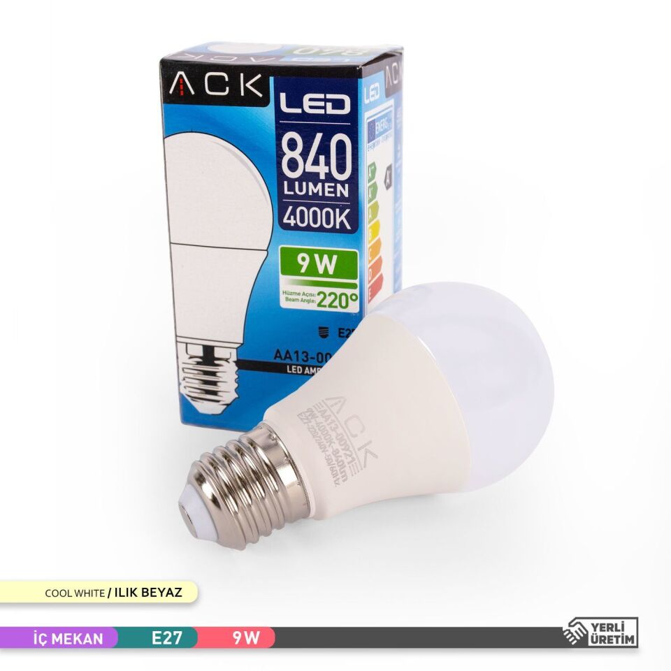 ACK AA13-00921 9W LED A60 E27 Ampul 4000K