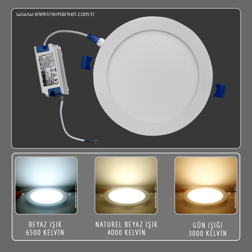 ACK AP01-00600 6W Sıva Altı Led Panel 3000K Gün Işığı