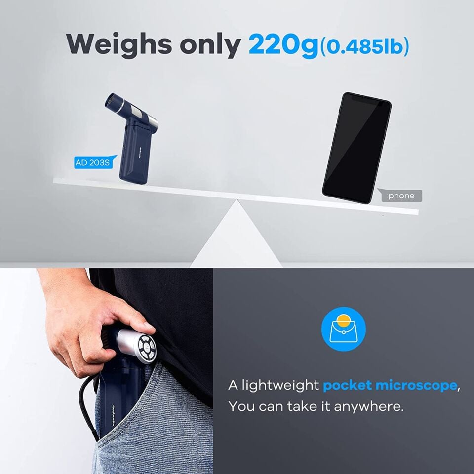 Andonstar AD203S 4” HDMI Çıkışlı Taşınabilir Dijital Mikroskop