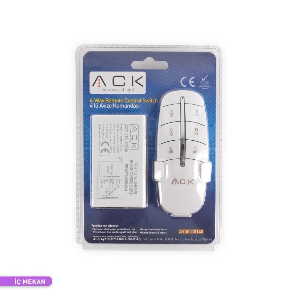 ACK AY30-00140 4'lü Avize Kumandası