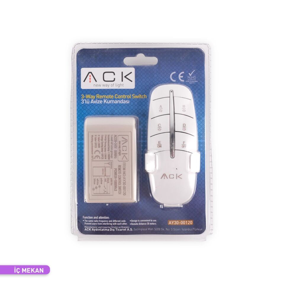 ACK AY30-00120 3'lü Avize Kumandası