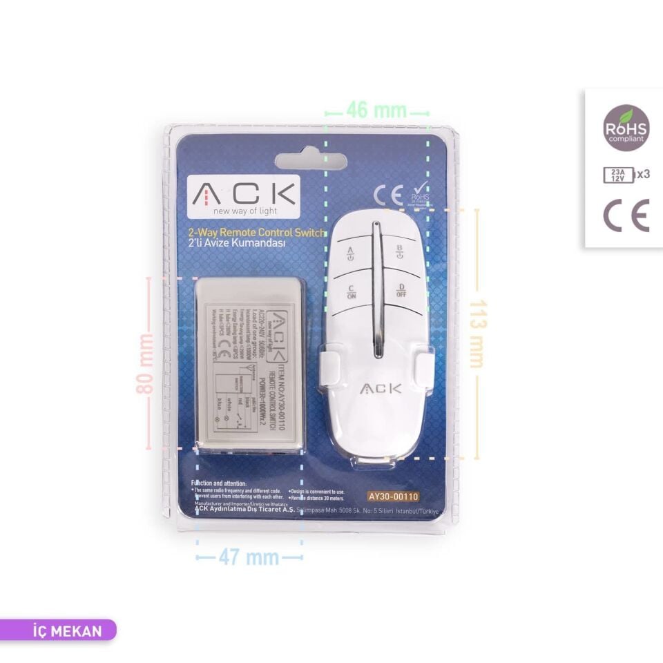 ACK AY30-00110 2'li Avize Kumandası