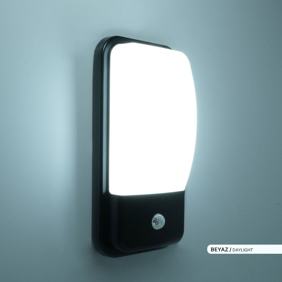 ACK AH07-05431 20W 6500K 30 cm X 8,6 cm X 15 cm Sensörlü LED Duvar Apliği Siyah