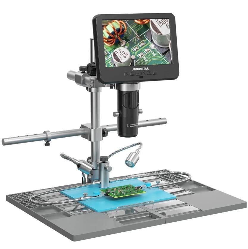 ANDONSTAR AD246S-M PLUS 3 Lens Plus Stand Profesyonel Dijital Mikroskop 7'' Ekran • 2160P UHD • 3 Lens • HDMI & PC