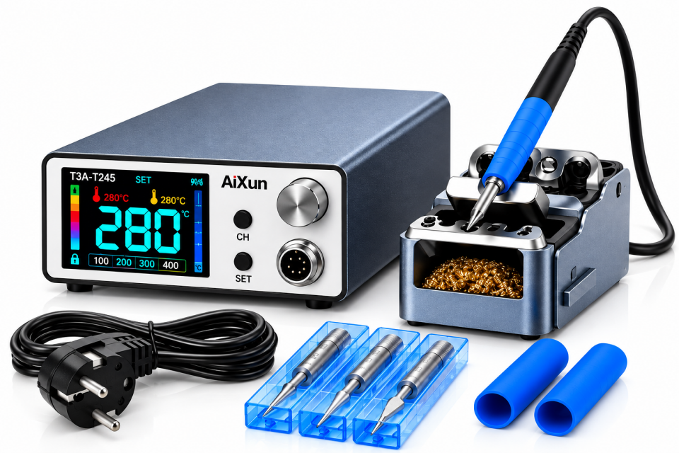 AiXun T3A-T245 200W Nano Akıllı Havya İstasyonu 3 Uçlu Dijital Lehimleme Seti