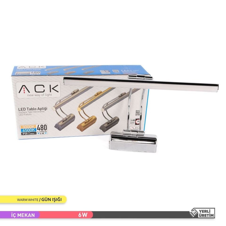 ACK AH10-00105 6W 3000K LED Tablo Aplik Krom