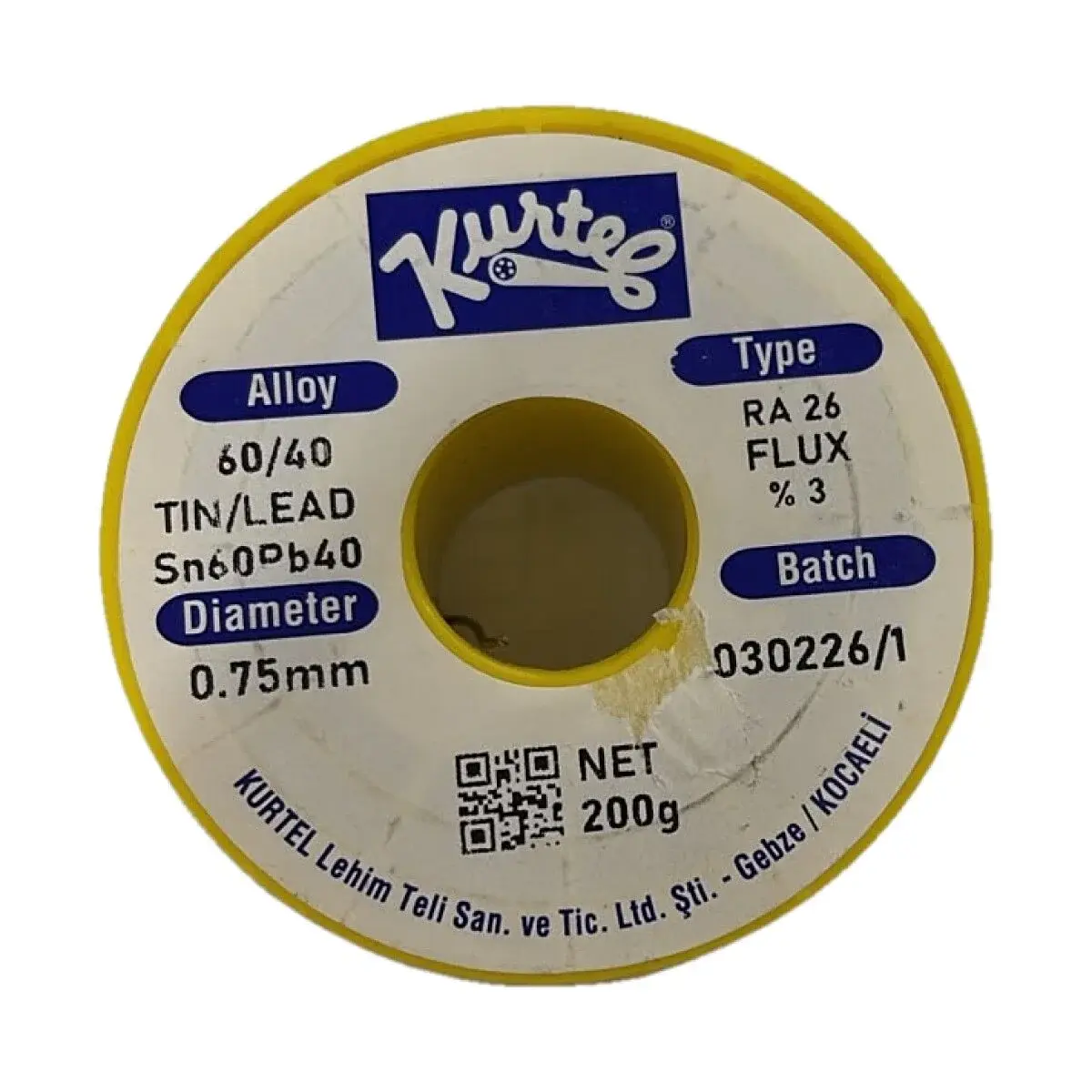 Kurtel 60/40 Lehim Teli 0,75 mm 200 g Sn60Pb40 RA26 %3 Flux