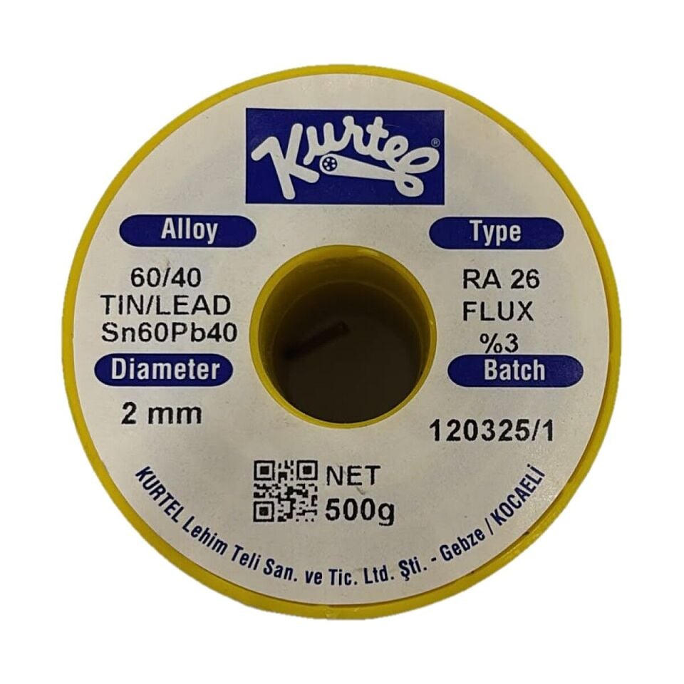 Kurtel 60/40 Lehim Teli 2 mm 500 g Sn60Pb40 RA26 %3 Flux