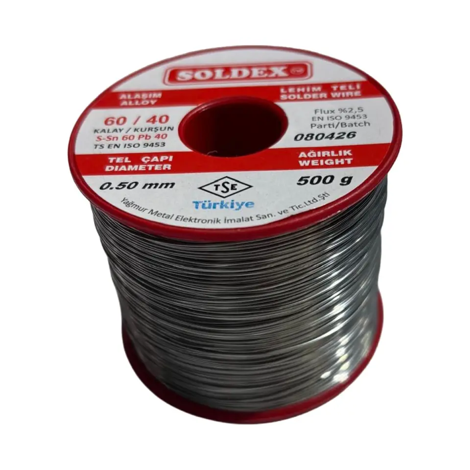 Soldex 0.50 mm 500 g Lehim Teli 60/40 Kalay Kurşun Flux %2.5