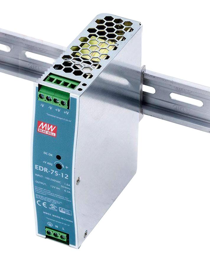 Meanwell EDR-75-12 75W Ray Montaj Switching Güç Kaynağı 12VDC 6.3A