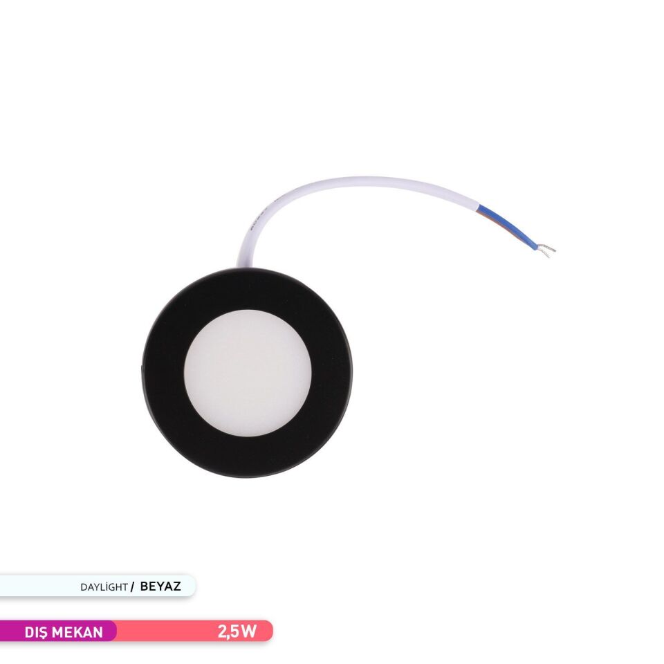 ACK AH07-01230 2,5W 6500K Sıva Altı LED Spot Armatür Siyah