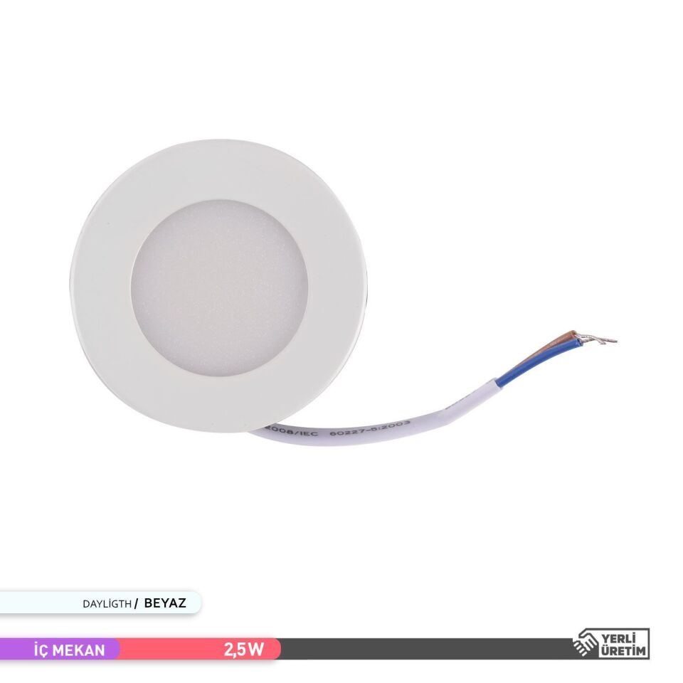 ACK AH07-01201 2,5W 6500K Sıva Altı LED Spot Armatür Beyaz