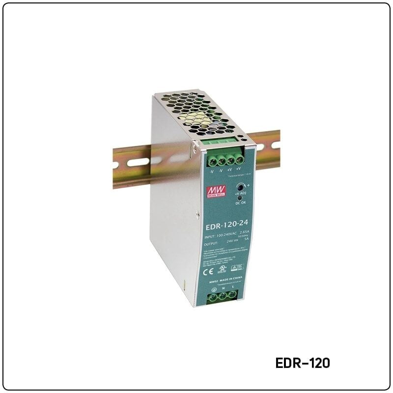 Meanwell EDR-120-24 120W Ray Montaj Switching Güç Kaynağı 24VDC 5A